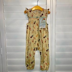 Peek Dream World baby girl 18-24m printed sleeveless overalls. Back & leg snap